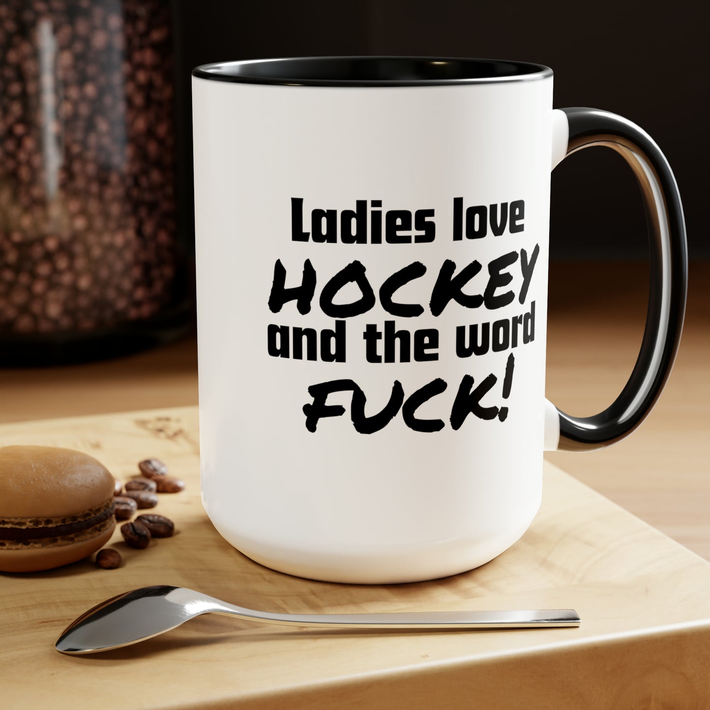 Ladies Love Hockey and the Word Fuck! Two-Tone Coffee Mug, 15oz