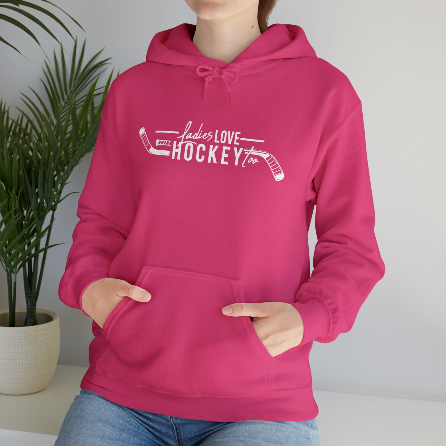Ladies Love Hockey Too! Unisex Gildan Heavy Blend™ Hooded Sweatshirt