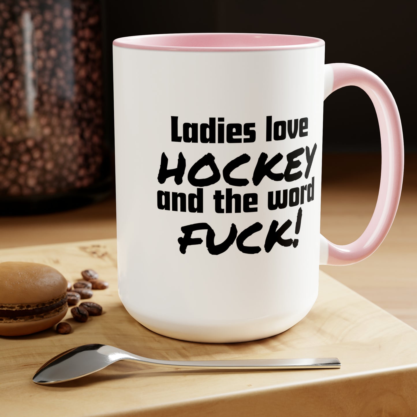 Ladies Love Hockey and the Word Fuck! Two-Tone Coffee Mug, 15oz