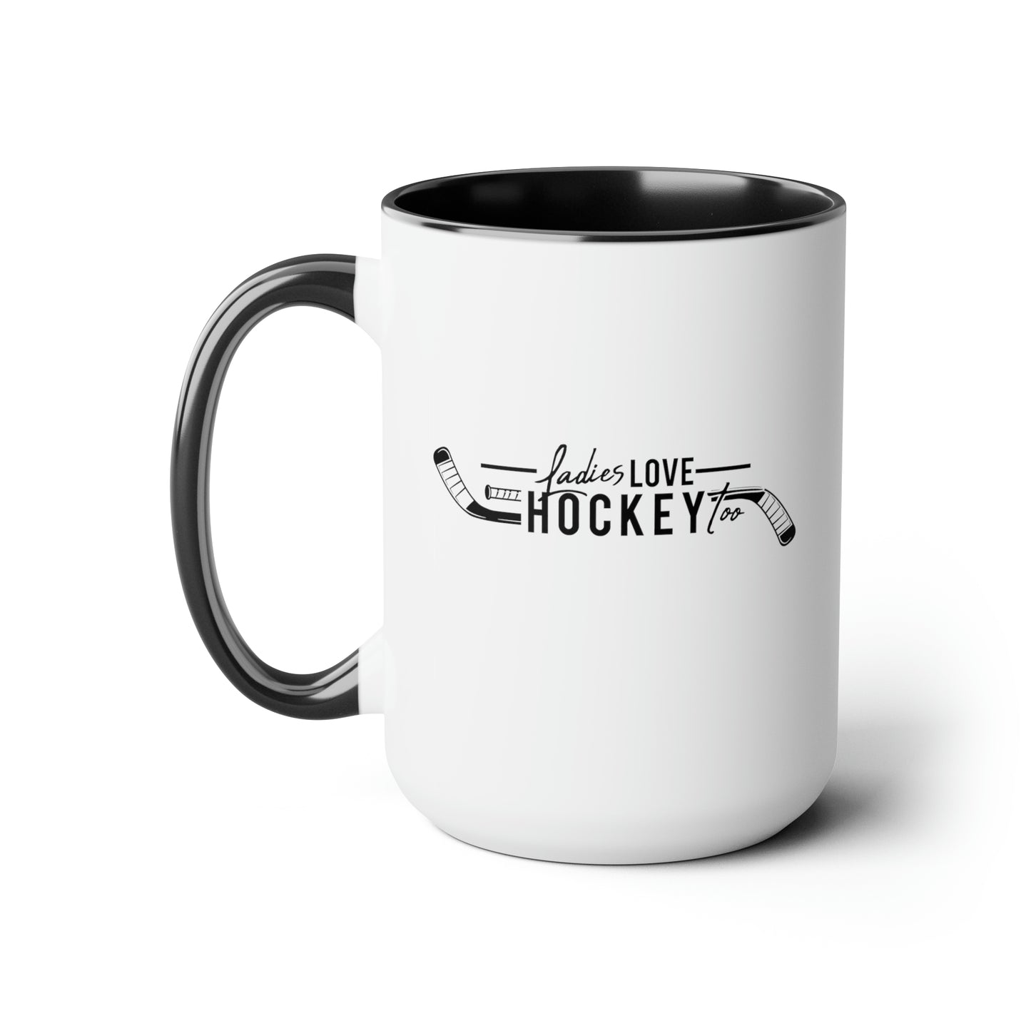 Ladies Love Hockey and the Word Fuck! Two-Tone Coffee Mug, 15oz
