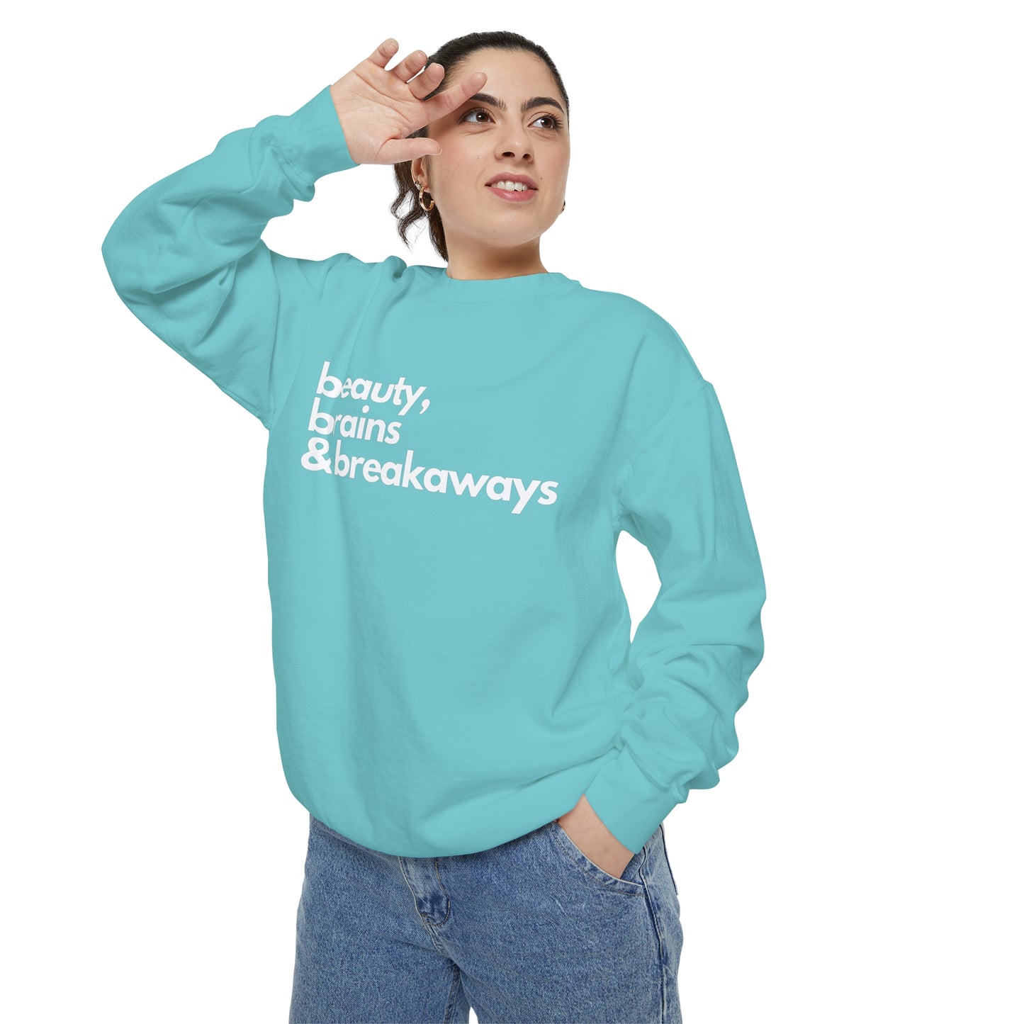 Beauty, Brains & Breakaways Unisex Comfort Colors Crewneck Sweatshirt