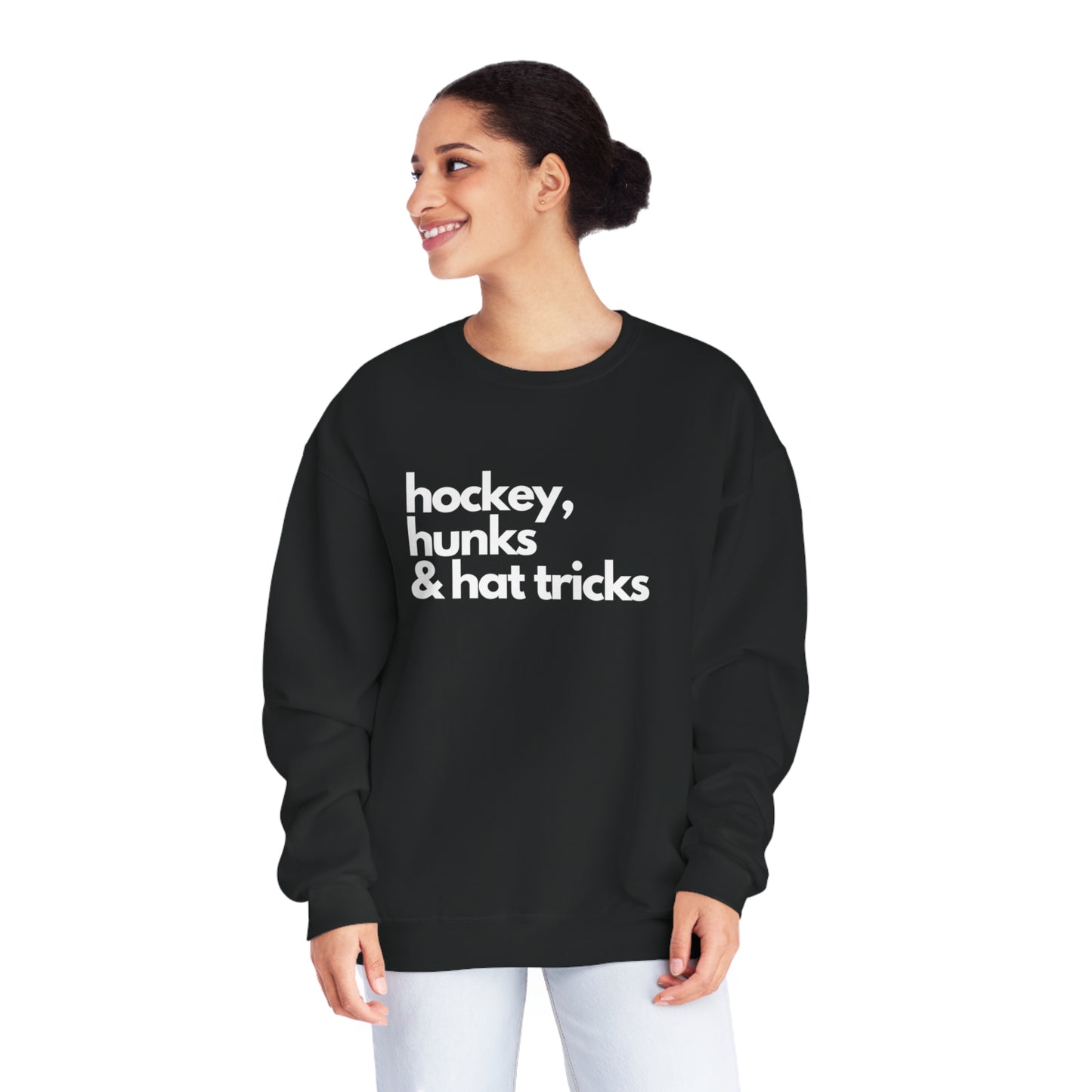 Hockey, Hunks & Hat Tricks Unisex Jerzees Crewneck Sweatshirt