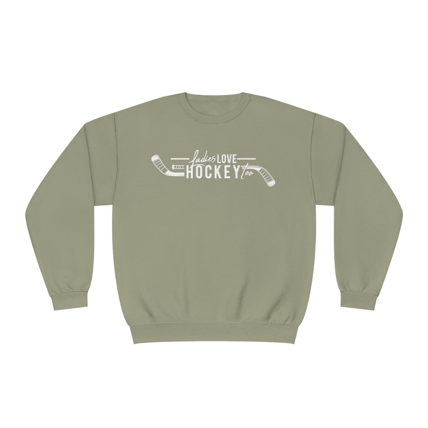 Ladies Love Hockey Too Unisex Jerzees Crewneck Sweatshirt