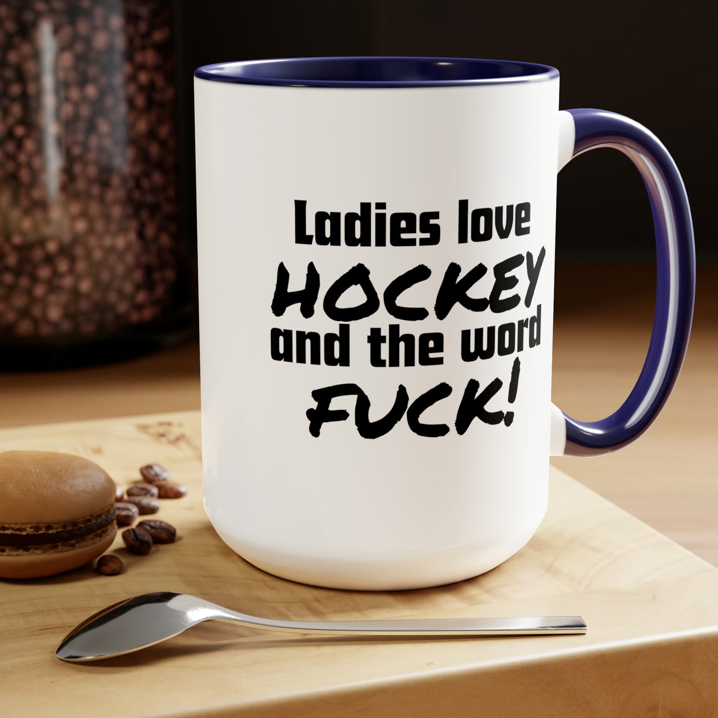 Ladies Love Hockey and the Word Fuck! Two-Tone Coffee Mug, 15oz