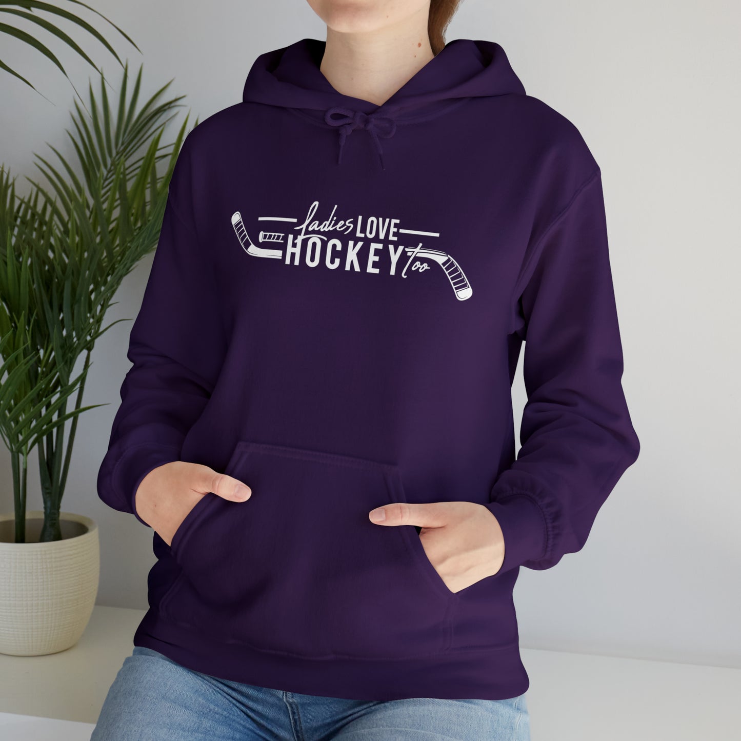 Ladies Love Hockey Too! Unisex Gildan Heavy Blend™ Hooded Sweatshirt