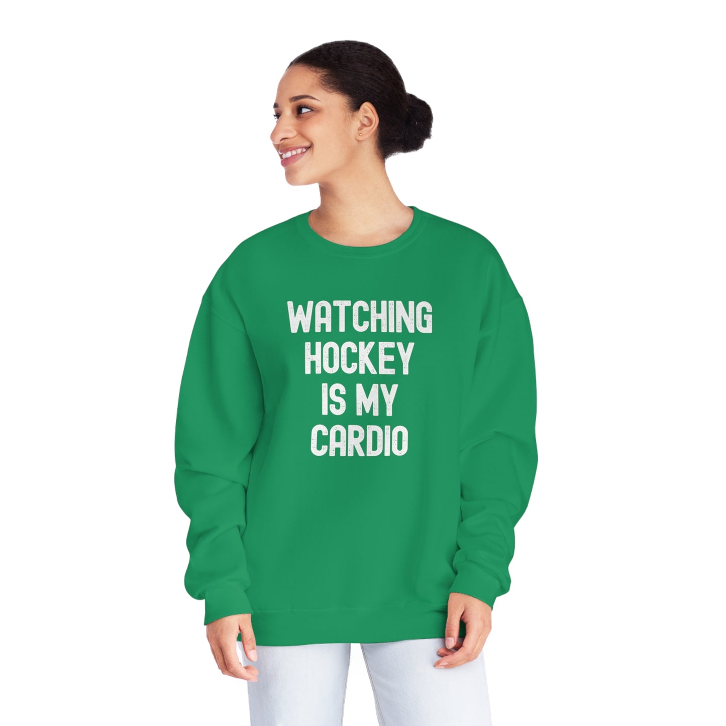 Watching Hockey is My Cardio Unisex Jerzees Crewneck Sweatshirt
