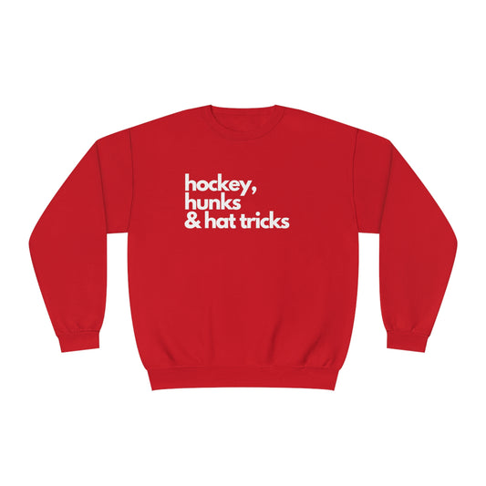 Hockey, Hunks & Hat Tricks Unisex Jerzees Crewneck Sweatshirt