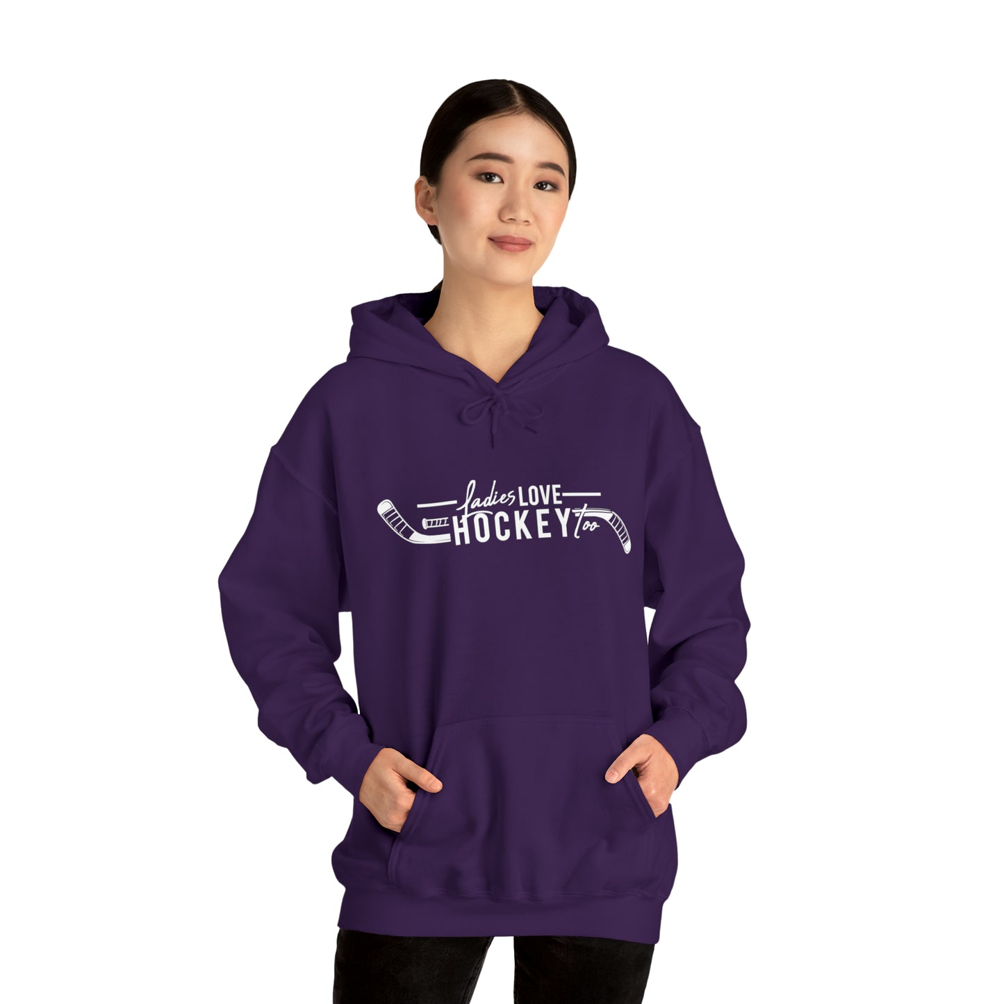 Ladies Love Hockey Too! Unisex Gildan Heavy Blend™ Hooded Sweatshirt