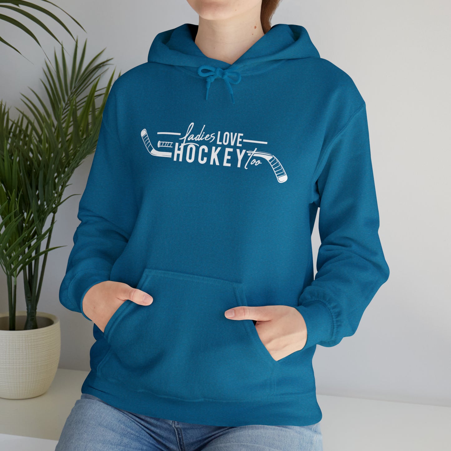 Ladies Love Hockey Too! Unisex Gildan Heavy Blend™ Hooded Sweatshirt