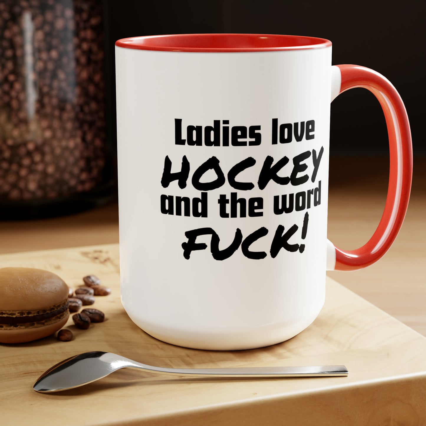 Ladies Love Hockey and the Word Fuck! Two-Tone Coffee Mug, 15oz