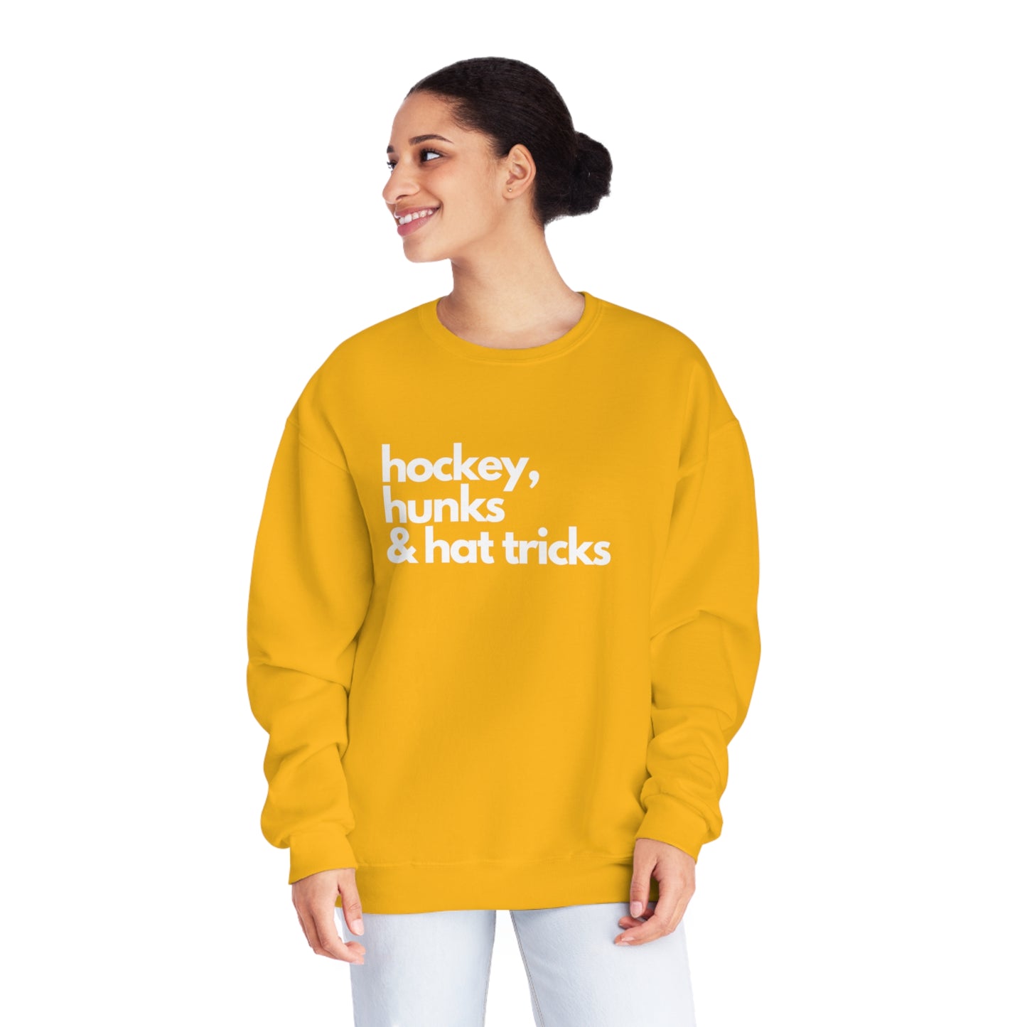 Hockey, Hunks & Hat Tricks Unisex Jerzees Crewneck Sweatshirt