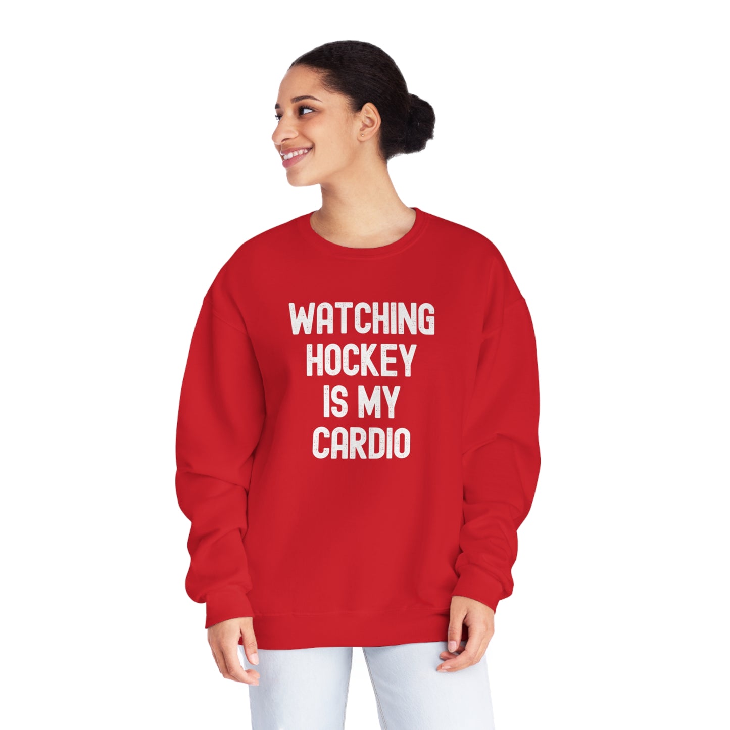 Watching Hockey is My Cardio Unisex Jerzees Crewneck Sweatshirt