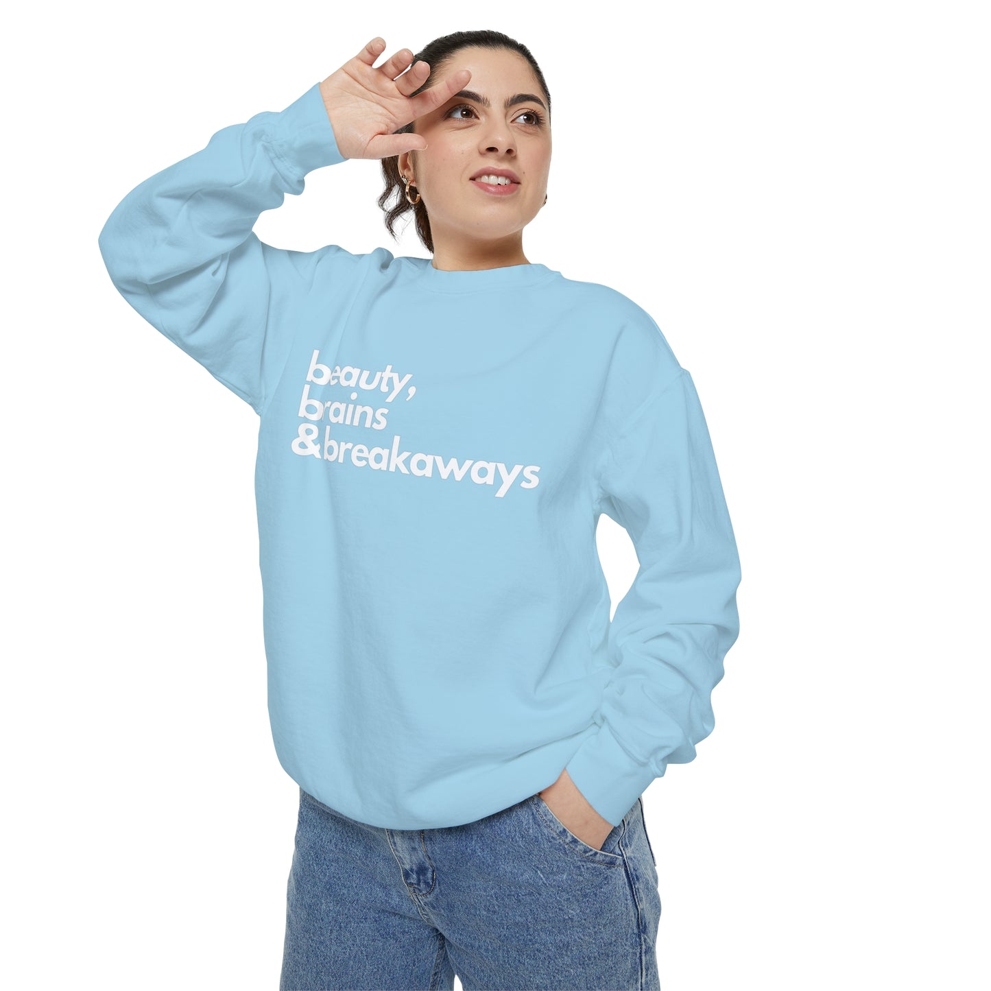 Beauty, Brains & Breakaways Unisex Comfort Colors Crewneck Sweatshirt