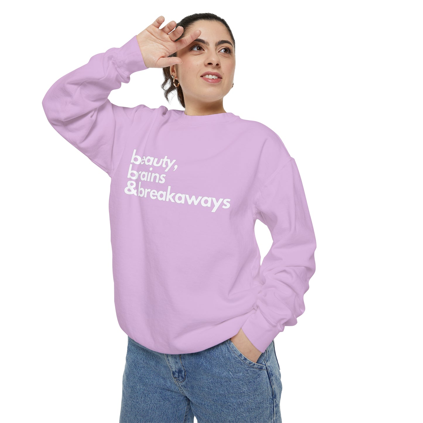 Beauty, Brains & Breakaways Unisex Comfort Colors Crewneck Sweatshirt