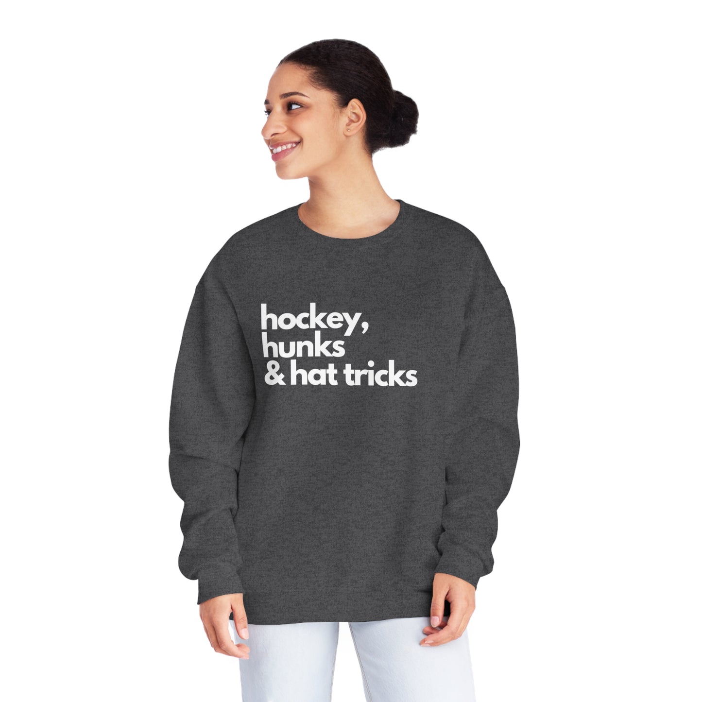 Hockey, Hunks & Hat Tricks Unisex Jerzees Crewneck Sweatshirt
