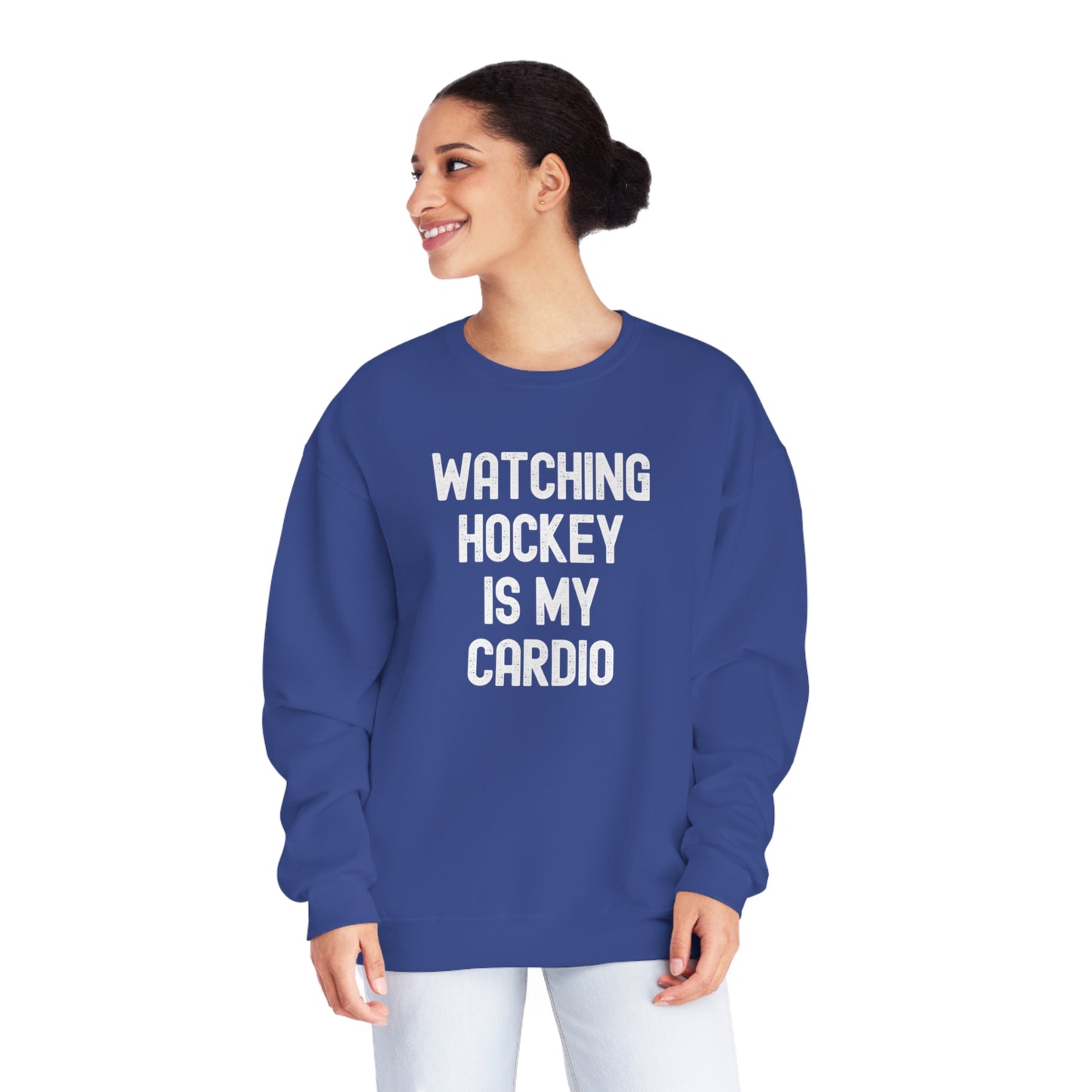 Watching Hockey is My Cardio Unisex Jerzees Crewneck Sweatshirt
