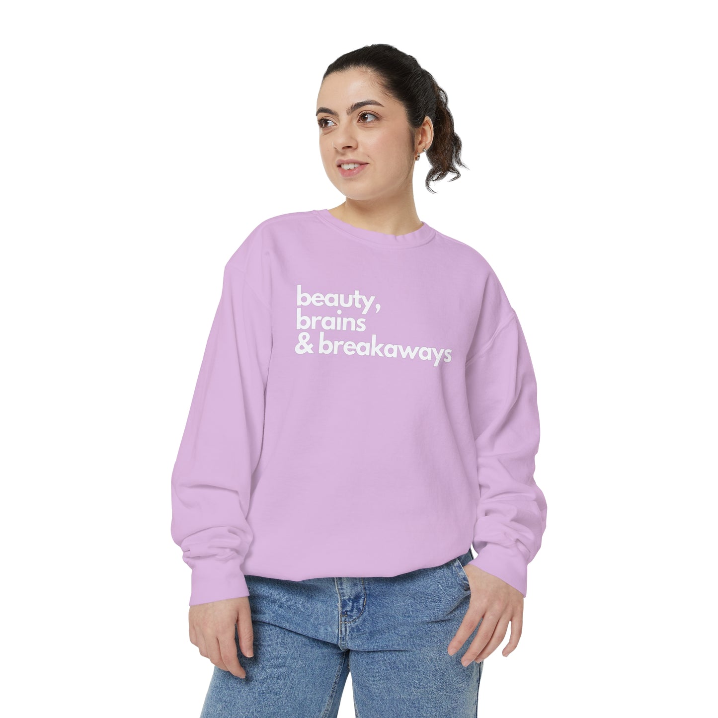 Beauty, Brains & Breakaways Unisex Comfort Colors Crewneck Sweatshirt