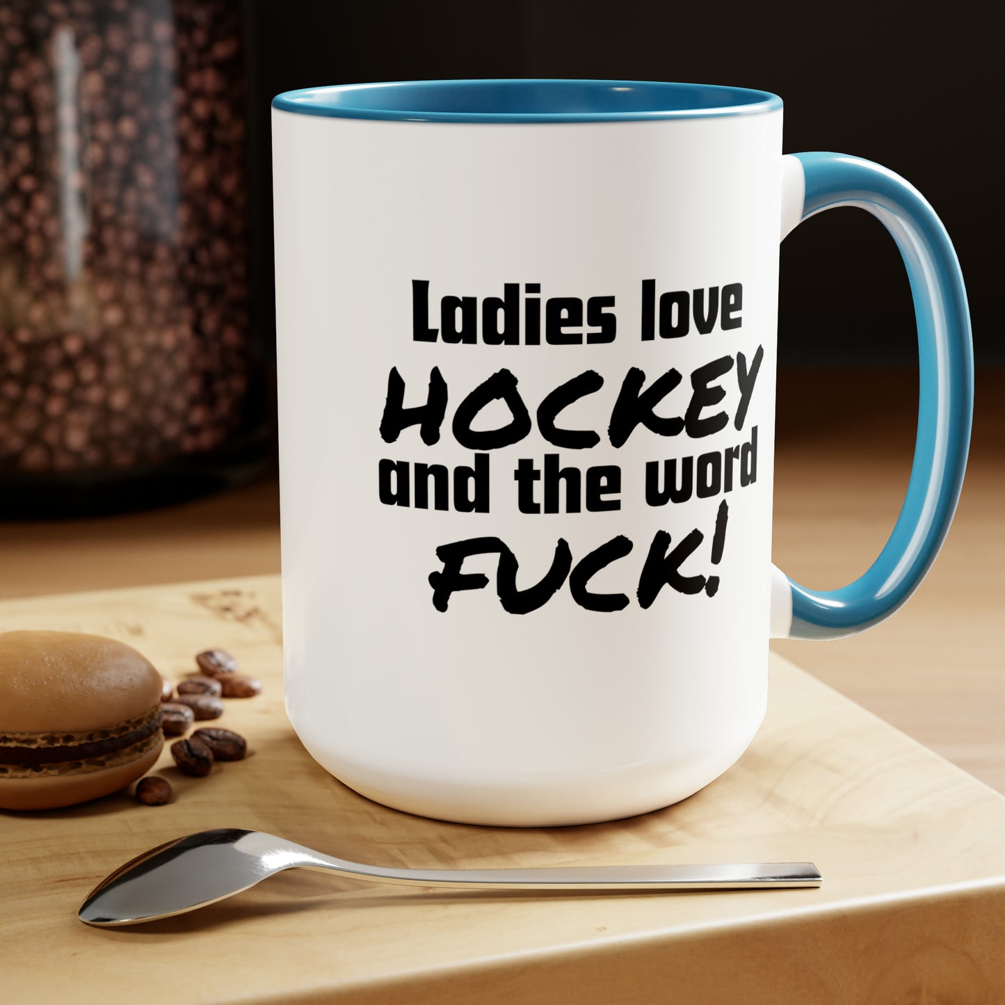 Ladies Love Hockey and the Word Fuck! Two-Tone Coffee Mug, 15oz
