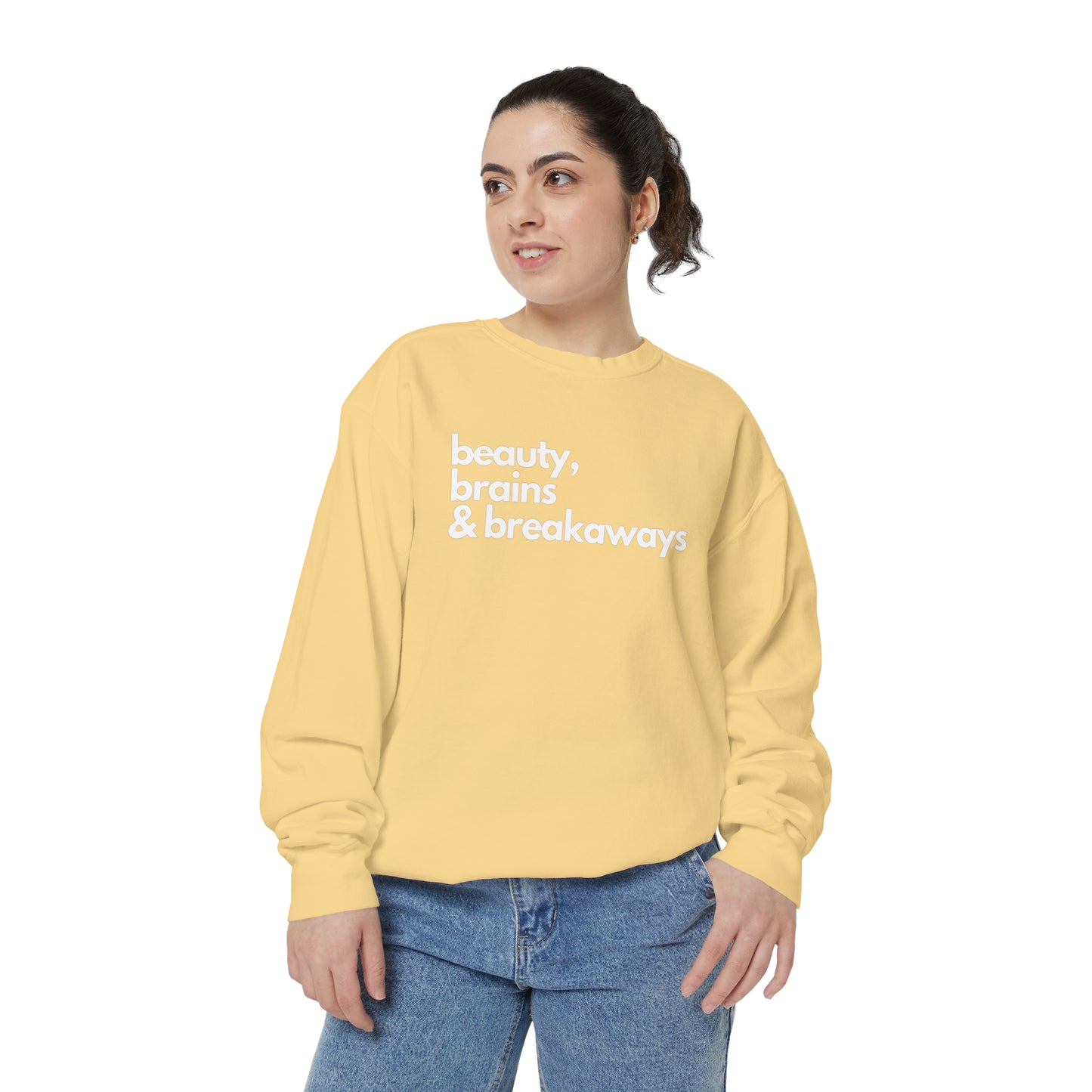 Beauty, Brains & Breakaways Unisex Comfort Colors Crewneck Sweatshirt