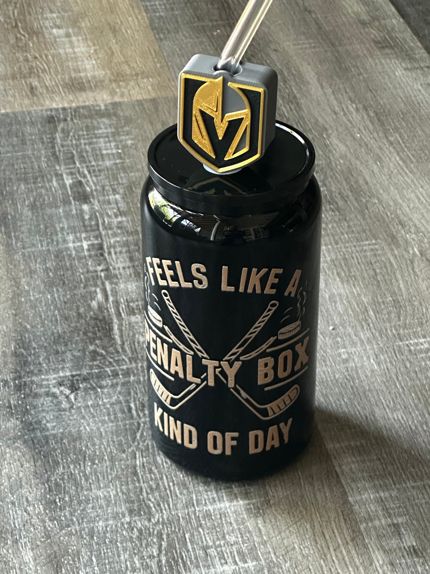 Vegas Inspired Feels Like a Penalty Box Kind of Day 16oz Insulated Stainless Steel Tumbler with Straw Charm