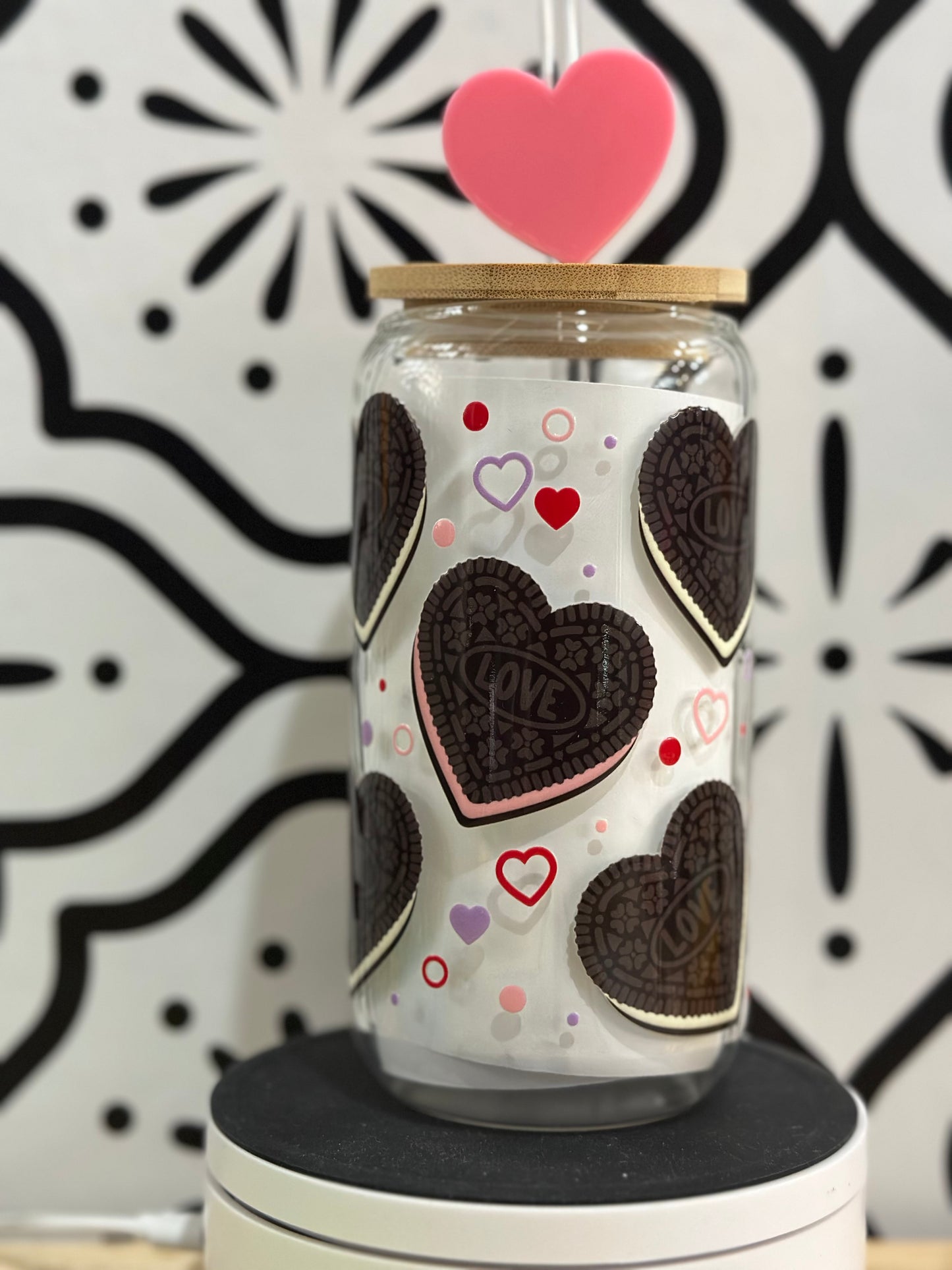 Love Cookie Heart Libby Glass 16oz |Valentine's Glass Clearance