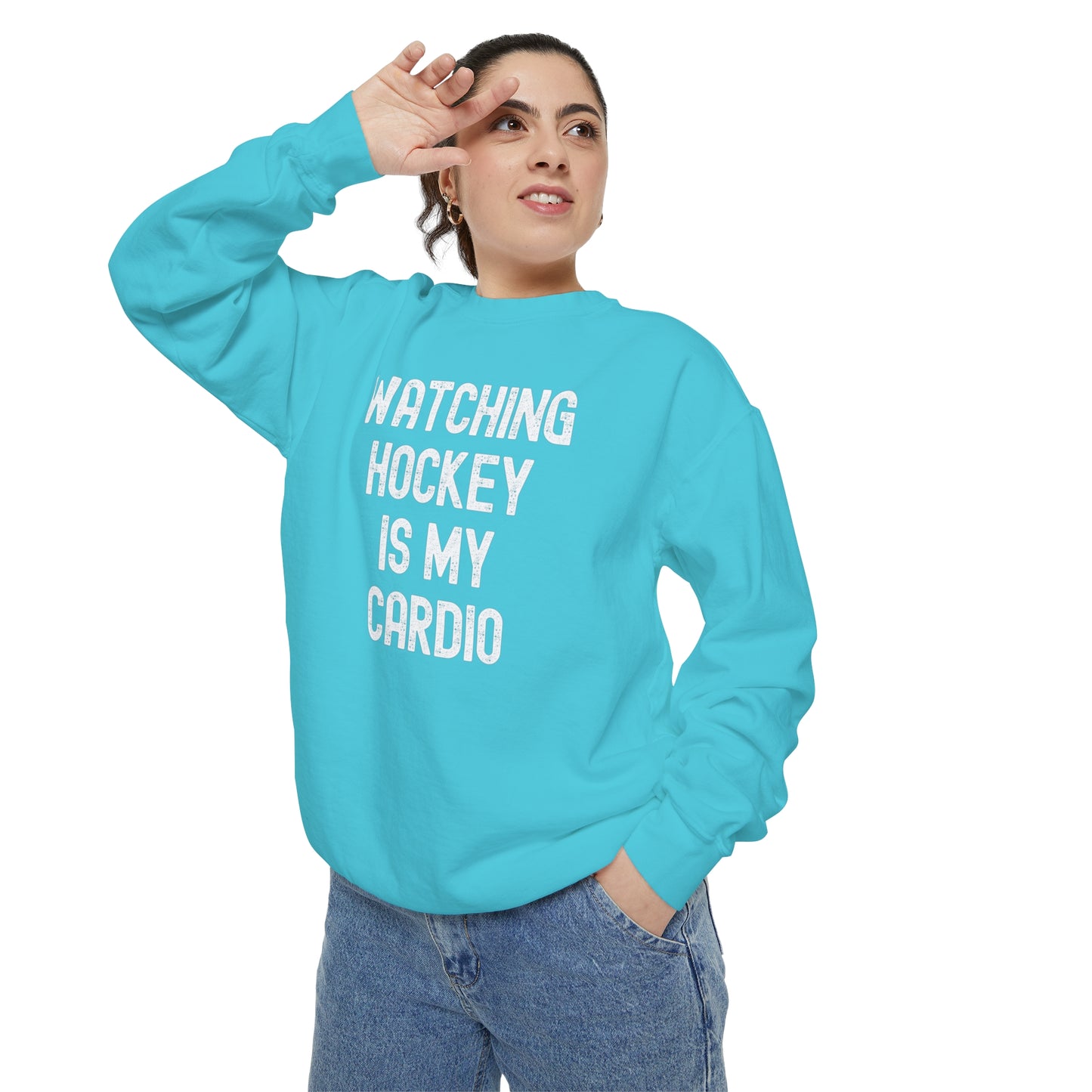 Watching Hockey is my Cardio Unisex Comfort Colors Crewneck Sweatshirt