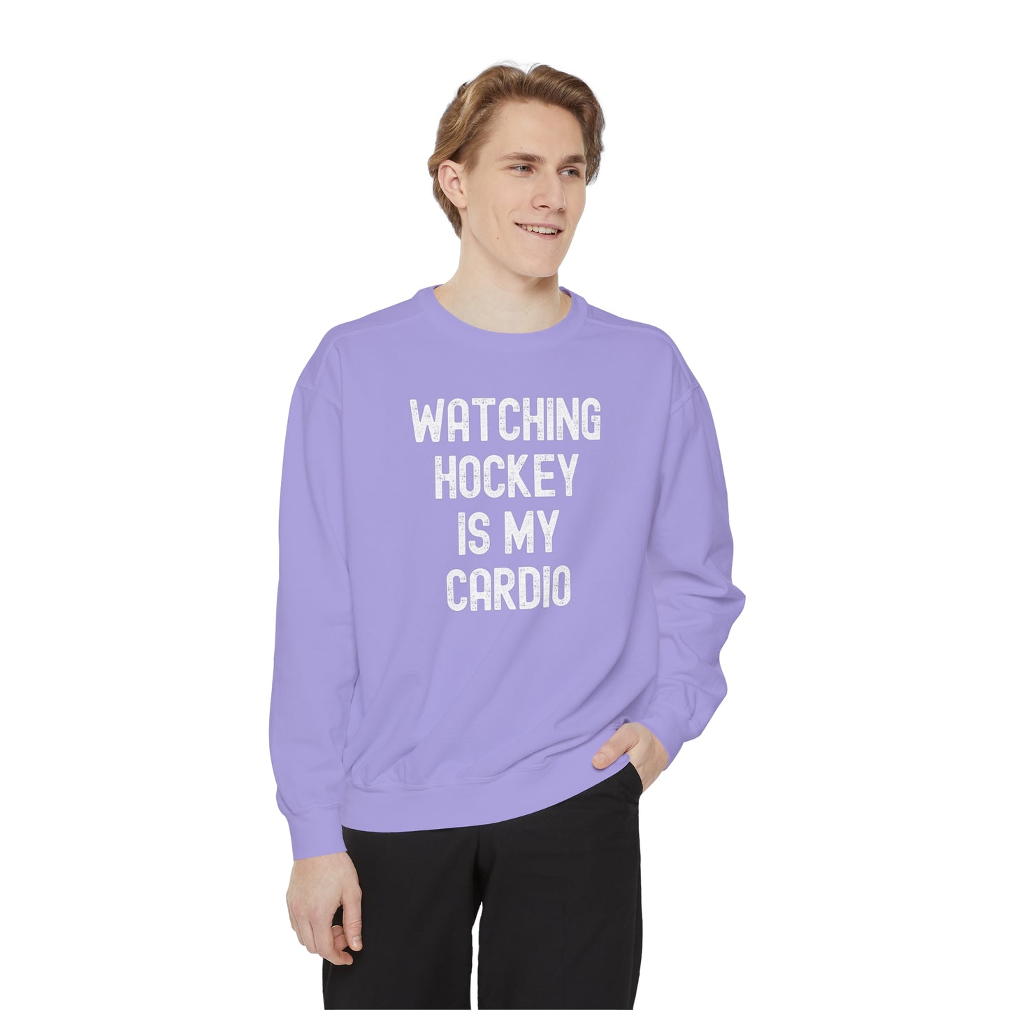 Watching Hockey is my Cardio Unisex Comfort Colors Crewneck Sweatshirt