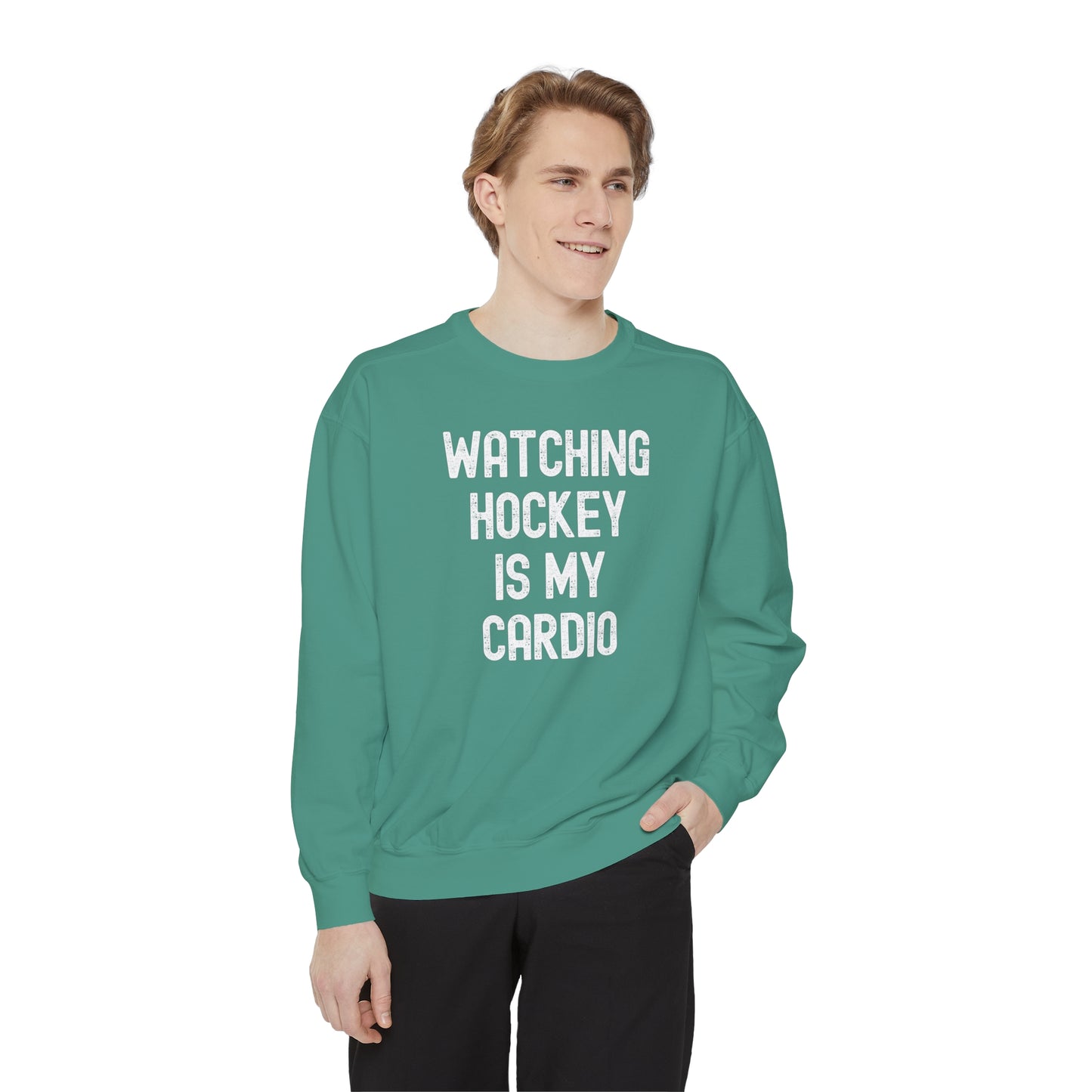 Watching Hockey is my Cardio Unisex Comfort Colors Crewneck Sweatshirt