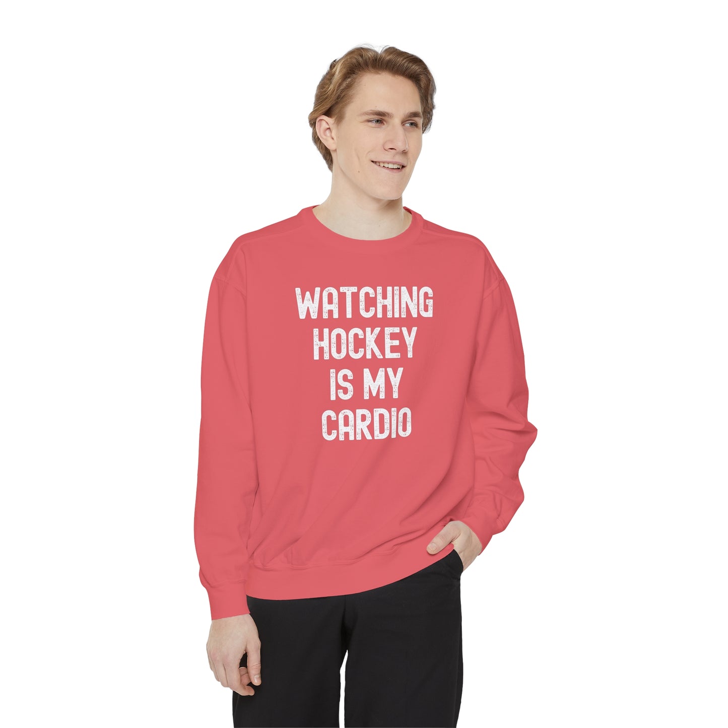 Watching Hockey is my Cardio Unisex Comfort Colors Crewneck Sweatshirt