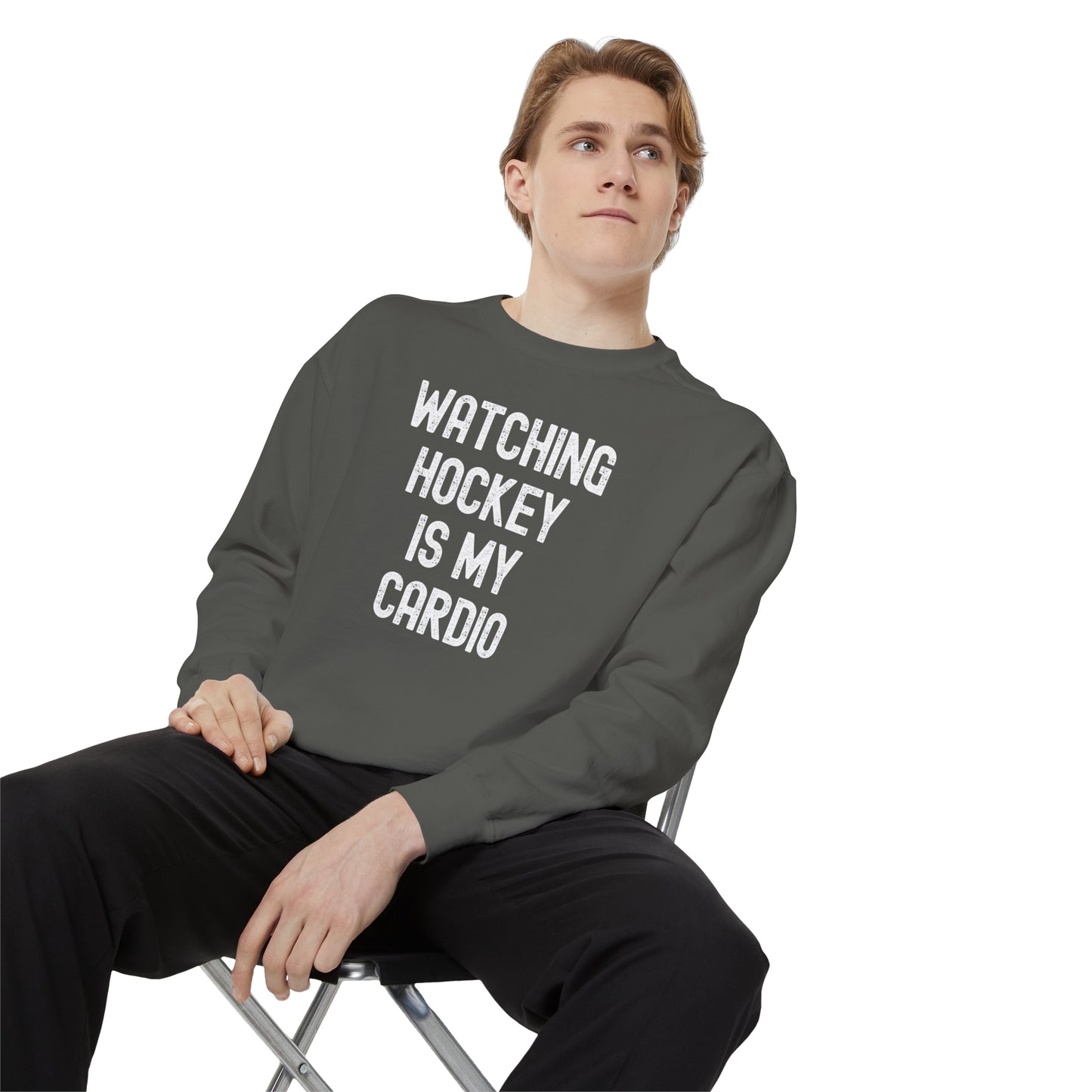 Watching Hockey is my Cardio Unisex Comfort Colors Crewneck Sweatshirt