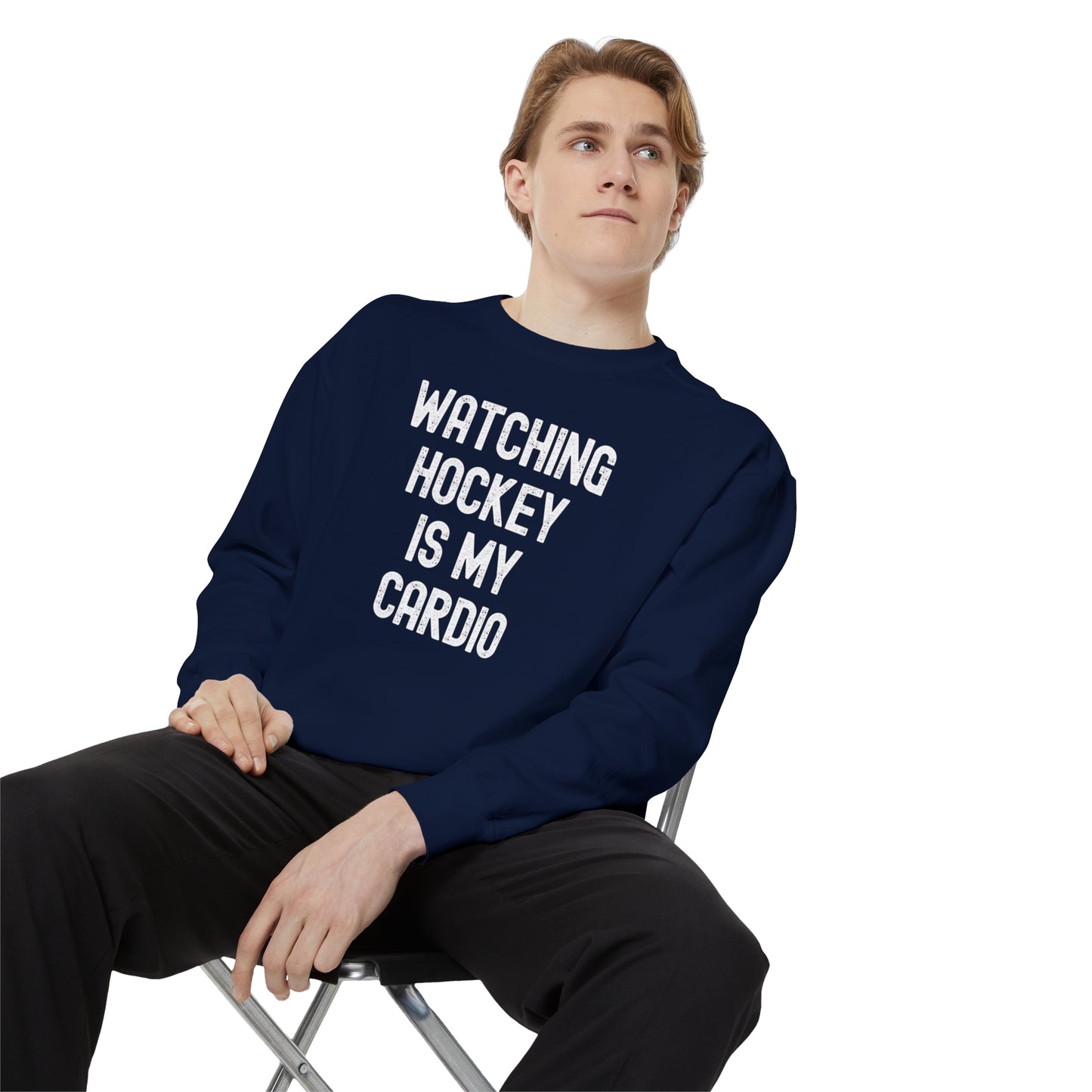 Watching Hockey is my Cardio Unisex Comfort Colors Crewneck Sweatshirt