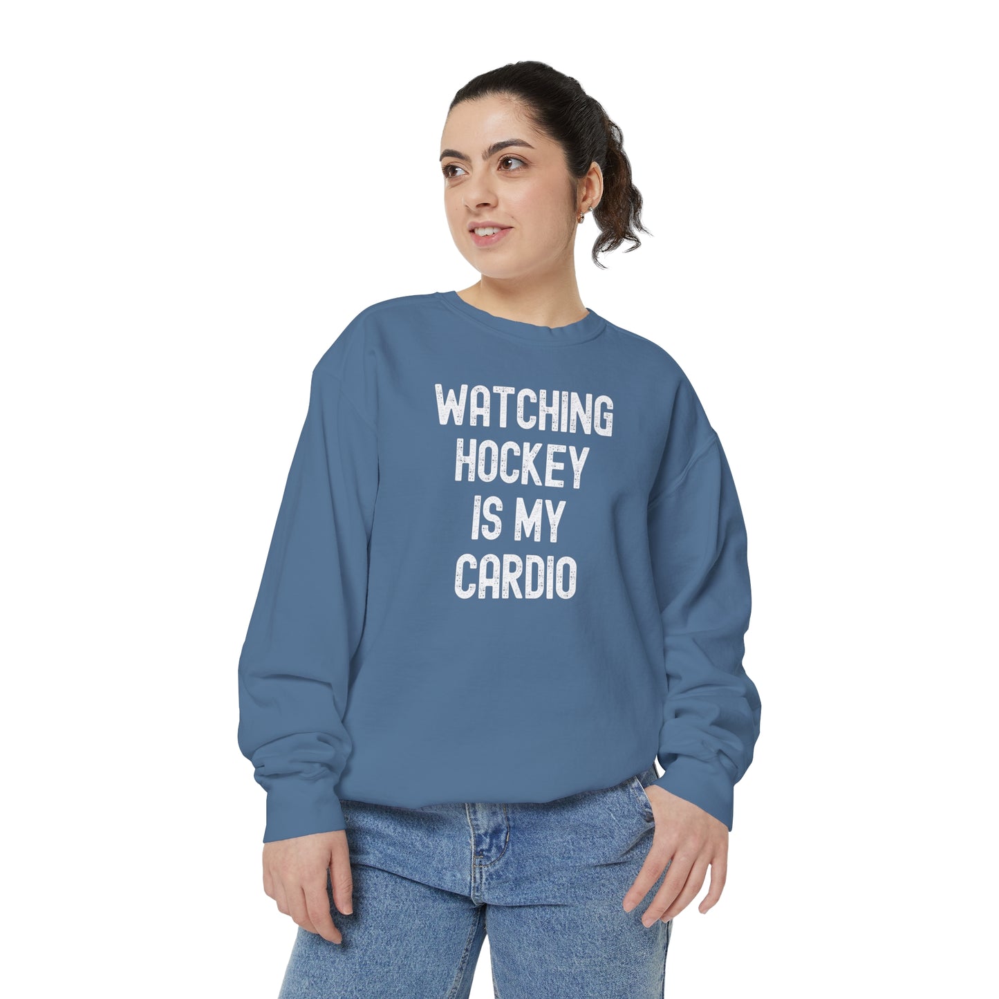 Watching Hockey is my Cardio Unisex Comfort Colors Crewneck Sweatshirt