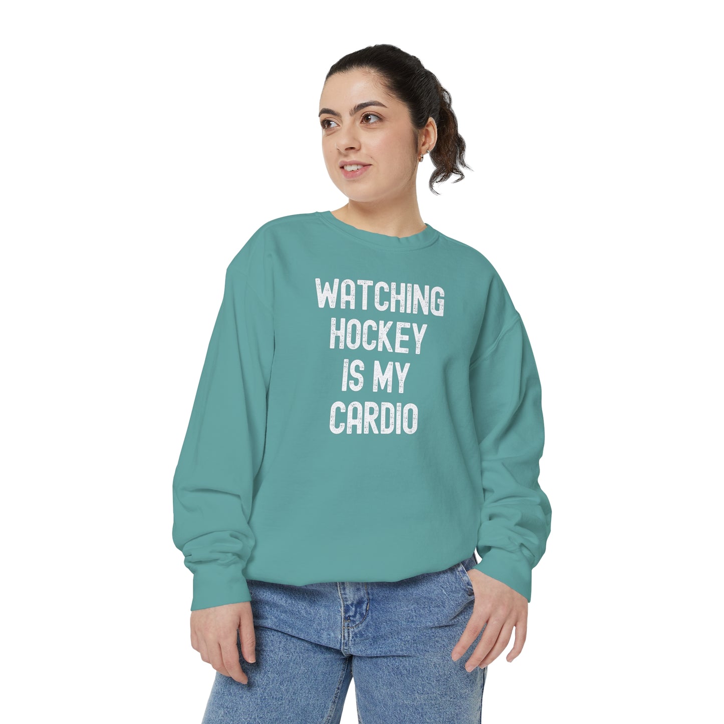 Watching Hockey is my Cardio Unisex Comfort Colors Crewneck Sweatshirt