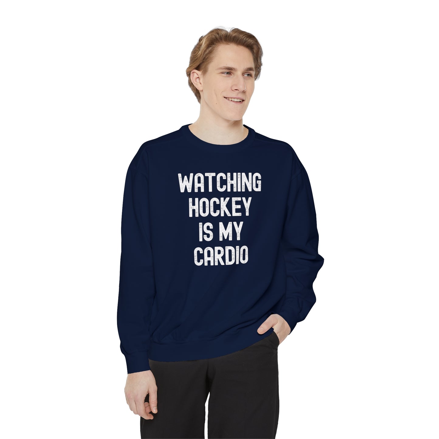 Watching Hockey is my Cardio Unisex Comfort Colors Crewneck Sweatshirt