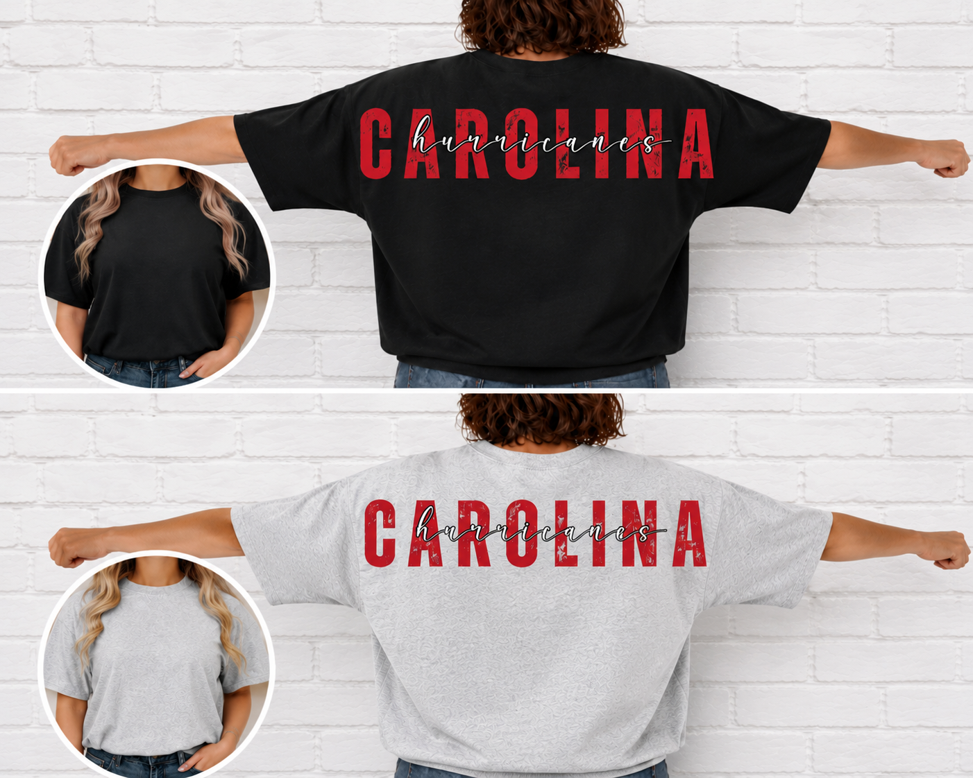 Oversized Design Carolina Hockey Tshirt 2 sided
