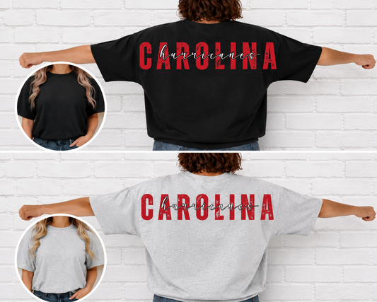 Oversized Design Carolina Hockey Tshirt 2 sided