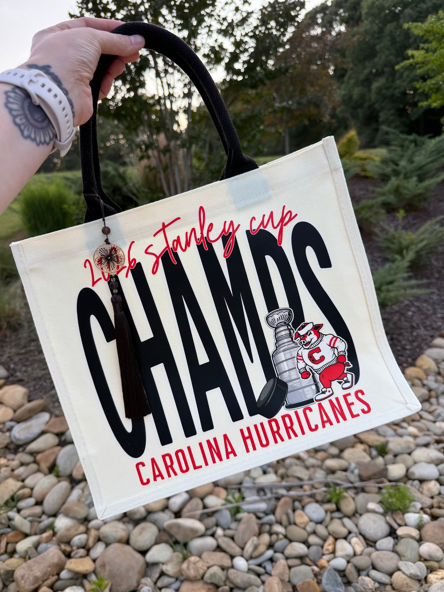 Hogged Out Champs Tote Bag, DTF Printed Lined Carryall Bag