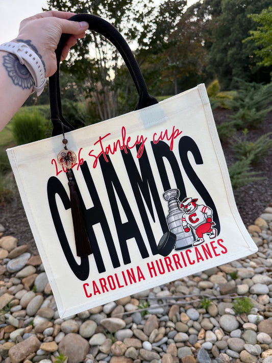 Hogged Out Champs Tote Bag, DTF Printed Lined Carryall Bag