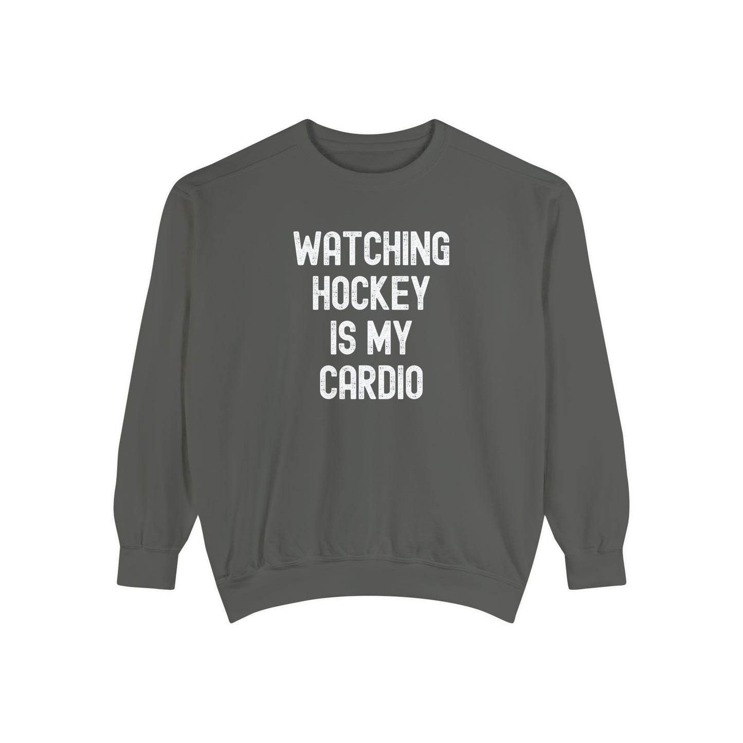 Watching Hockey is my Cardio Unisex Comfort Colors Crewneck Sweatshirt