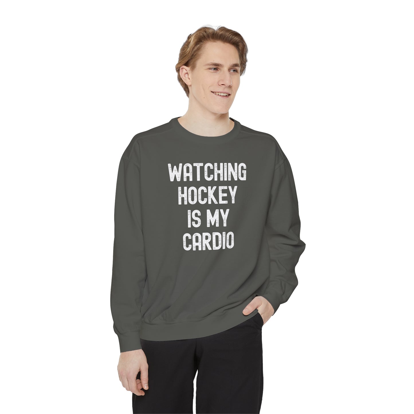 Watching Hockey is my Cardio Unisex Comfort Colors Crewneck Sweatshirt