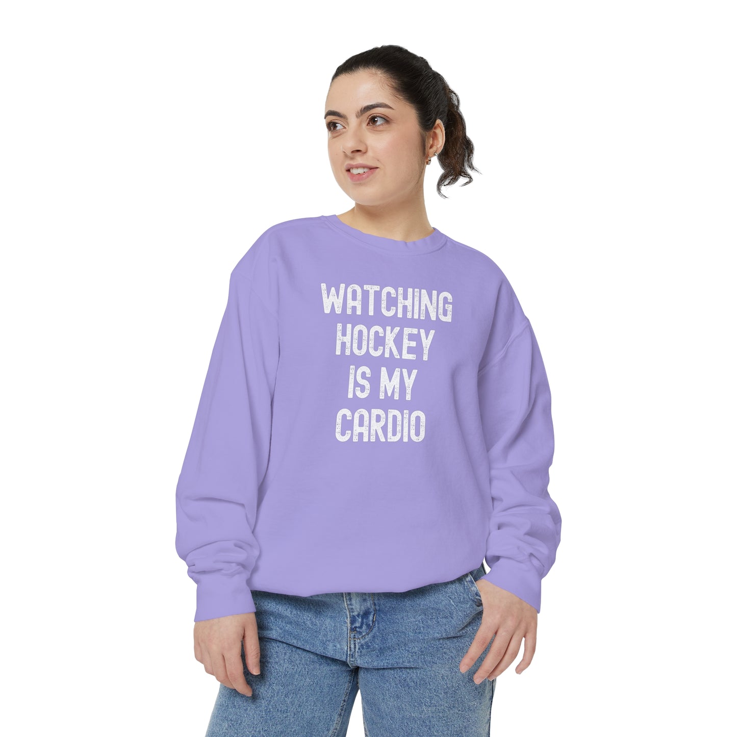 Watching Hockey is my Cardio Unisex Comfort Colors Crewneck Sweatshirt