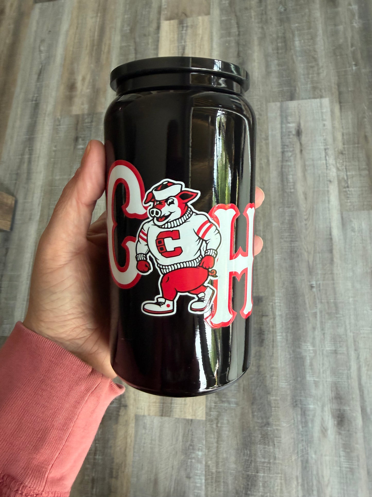 Hockey Hog Inspired 16oz Stainless Steel Libby Cup with Straw Charm