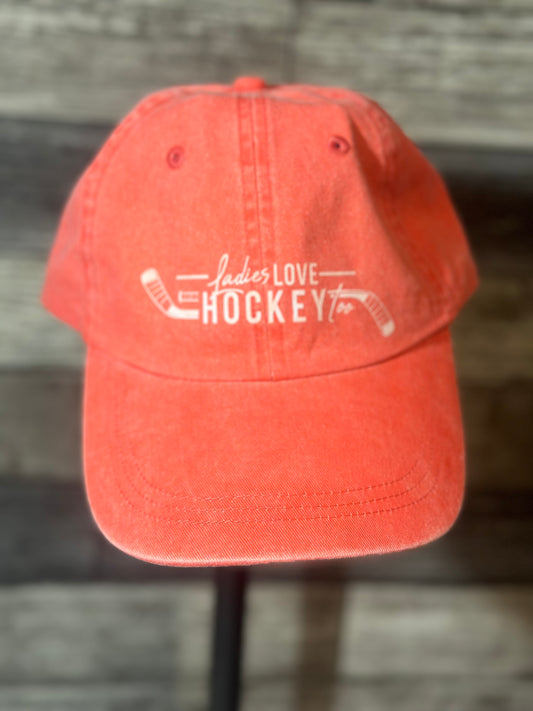 Ladies Love Hockey Too Adjustable Hat.