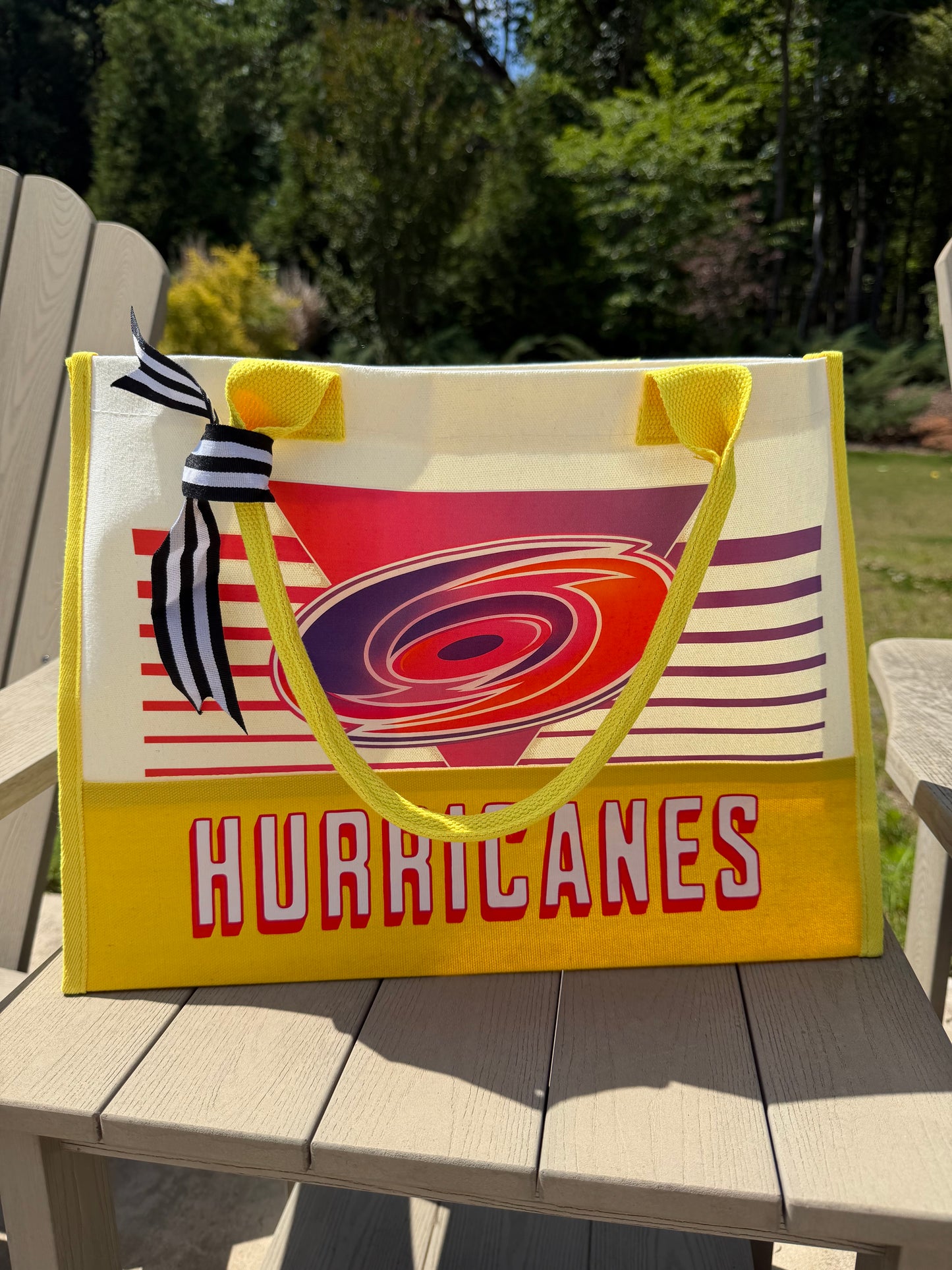Neon Hockey Fan Canvas Tote Bag, Lined Carryall Bag