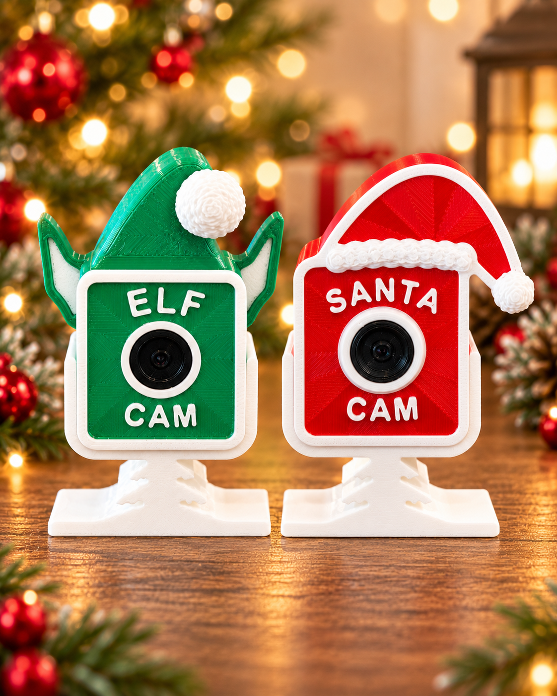 Santa Cam & Elf Cam 3D Printed Christmas Decorations