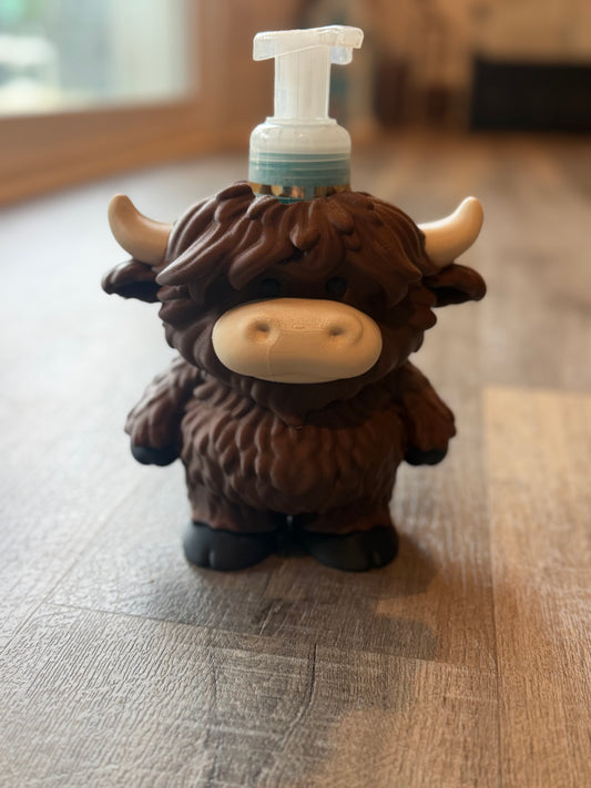 Highland Cow Soap Holder & Desk Organizer / Fits Foaming Soap Bottles