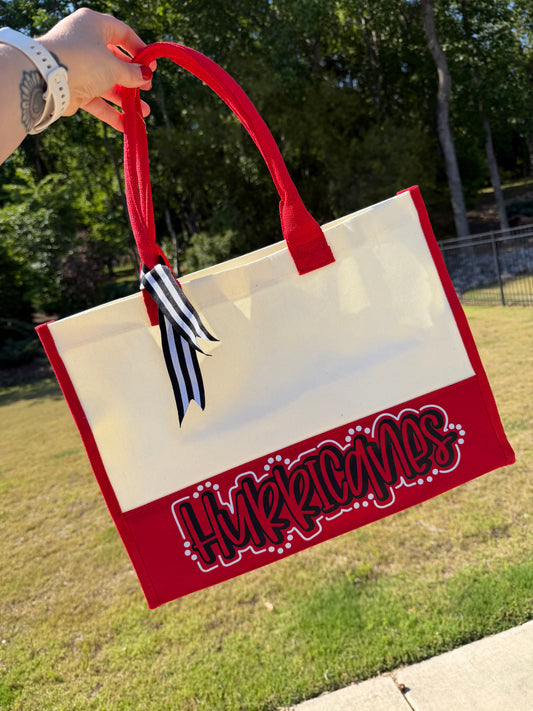 Hockey Fan Canvas Tote Bag, DTF Printed Lined Carryall Bag