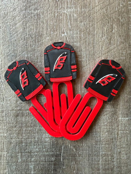Hockey Jersey Bookmark Jumbo Paper Clips / Set of 3 or 5