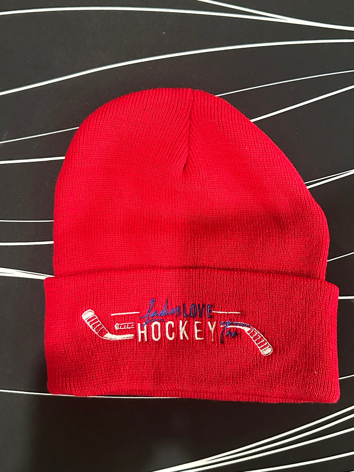 Ladies Love Hockey Too™ Cuffed Pom Beanie