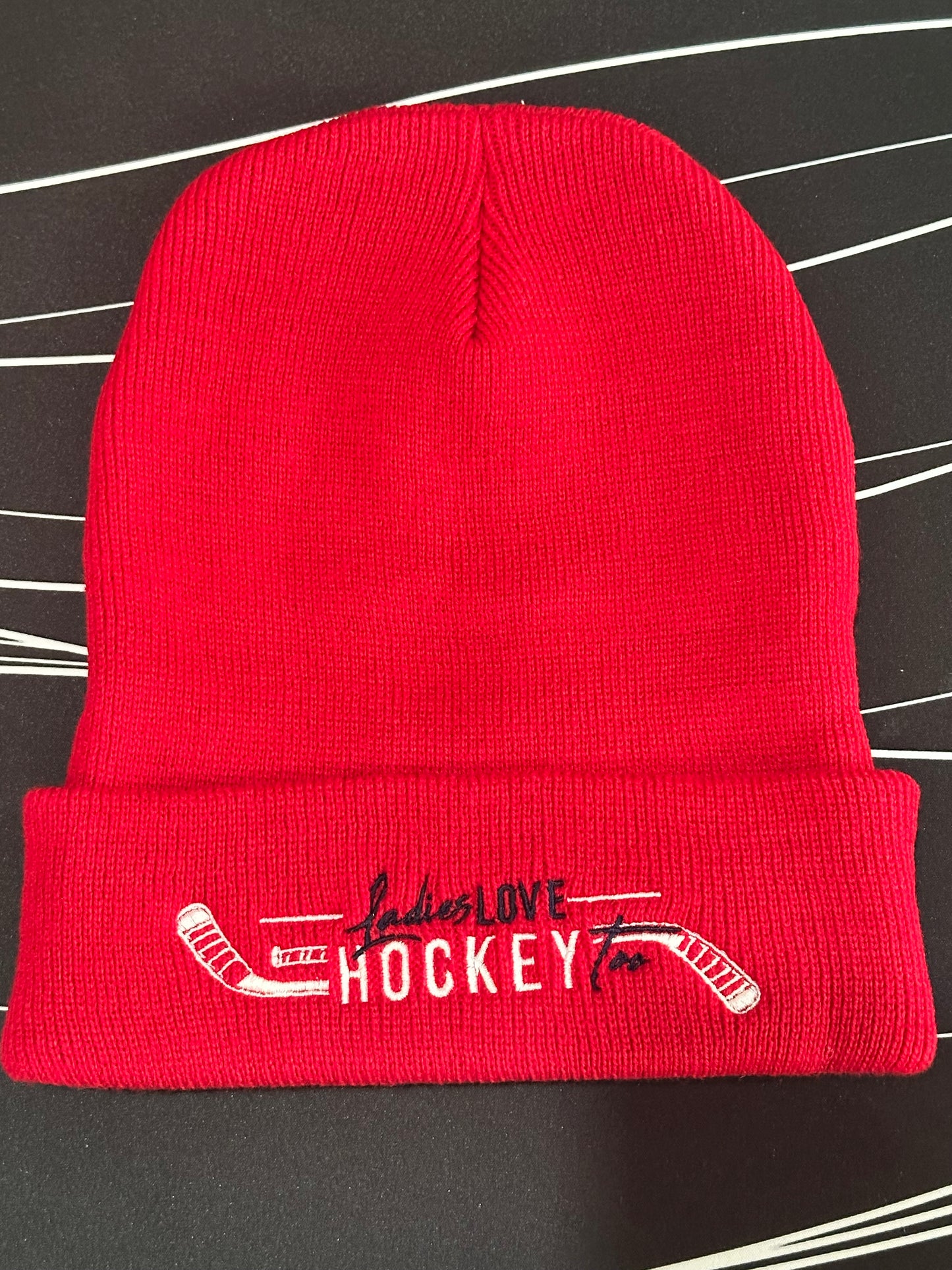 Ladies Love Hockey Too™ Cuffed Pom Beanie